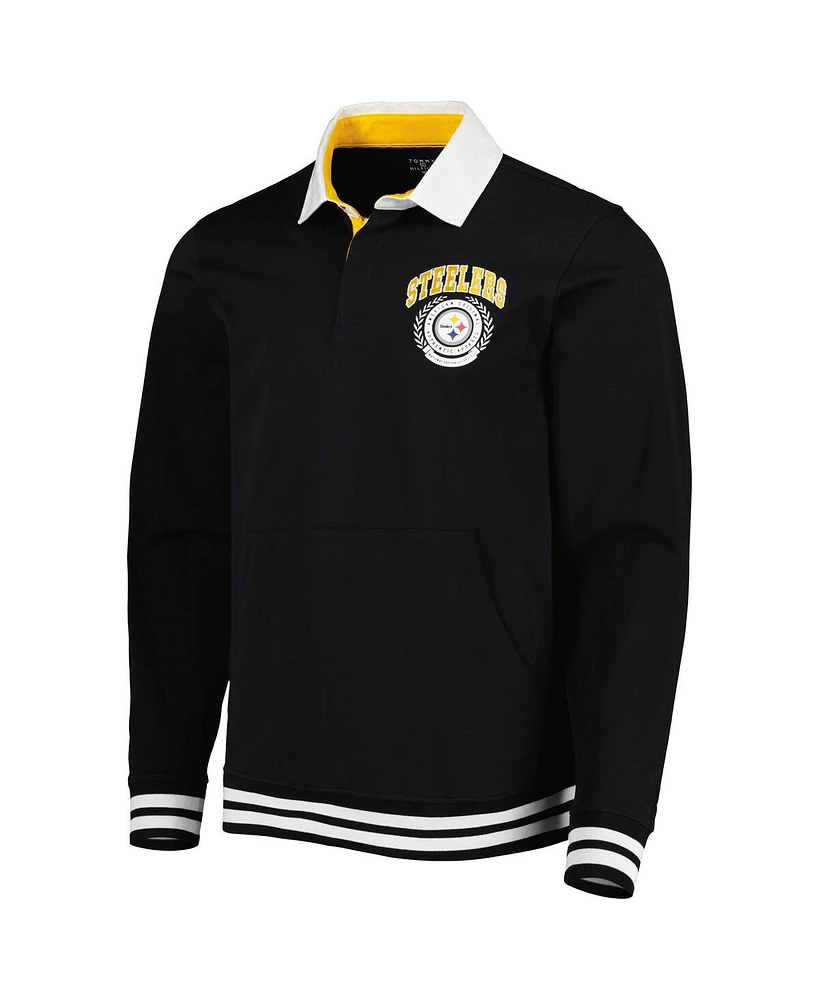Men's Tommy Hilfiger Black Pittsburgh Steelers Cody Long Sleeve Polo Shirt