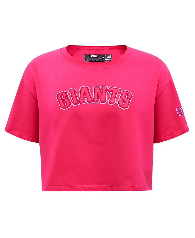 Women's Pro Standard Pink San Francisco Giants Triple Pink Boxy Cropped T-shirt