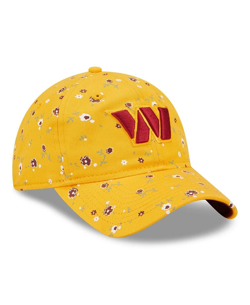 Women's New Era Gold Washington Commanders Floral 9TWENTY Adjustable Hat