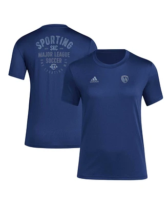 Women's adidas Navy Distressed Sporting Kansas City Local Stoic T-shirt