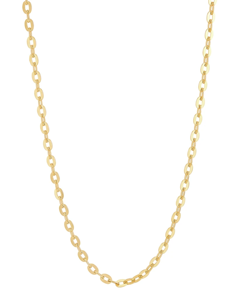 Italian Gold Polished Solid Cable Link 18" Chain Necklace in 14k Gold