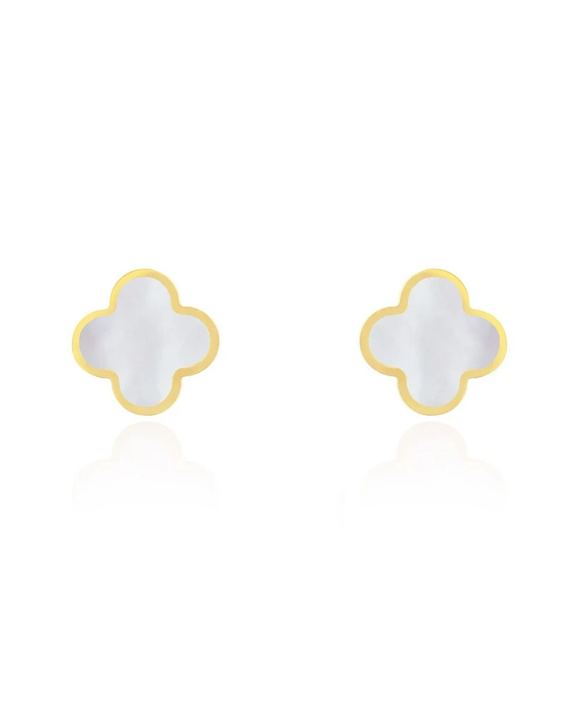 The Lovery Large Mother of Pearl Clover Stud Earrings