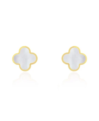 The Lovery Large Mother of Pearl Clover Stud Earrings