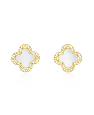 The Lovery Mother of Pearl Lace Clover Stud Earrings