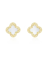 The Lovery Mother of Pearl Lace Clover Stud Earrings