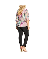 City Chic Women's Heartwine Floral Top