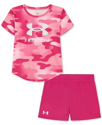 Under Armour Toddler & Little Girls Freedom Camo T-Shirt Shorts, 2 Piece Set