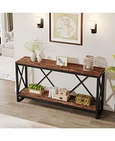 Tribesigns 70.9 Inch Extra Long Console Table, Industrial Narrow Sofa Entry Entryway/Hallway with Open Storage Shelf for Living Room