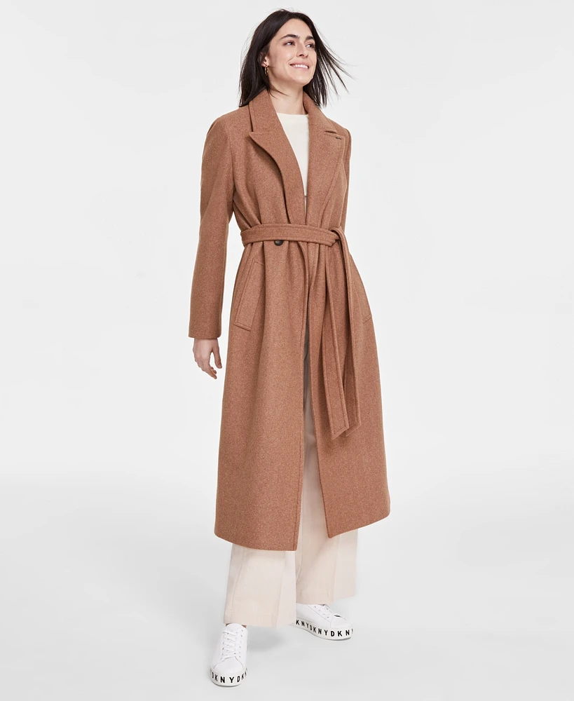 Dkny Women's Notched-Collar Double-Breasted Wrap Coat