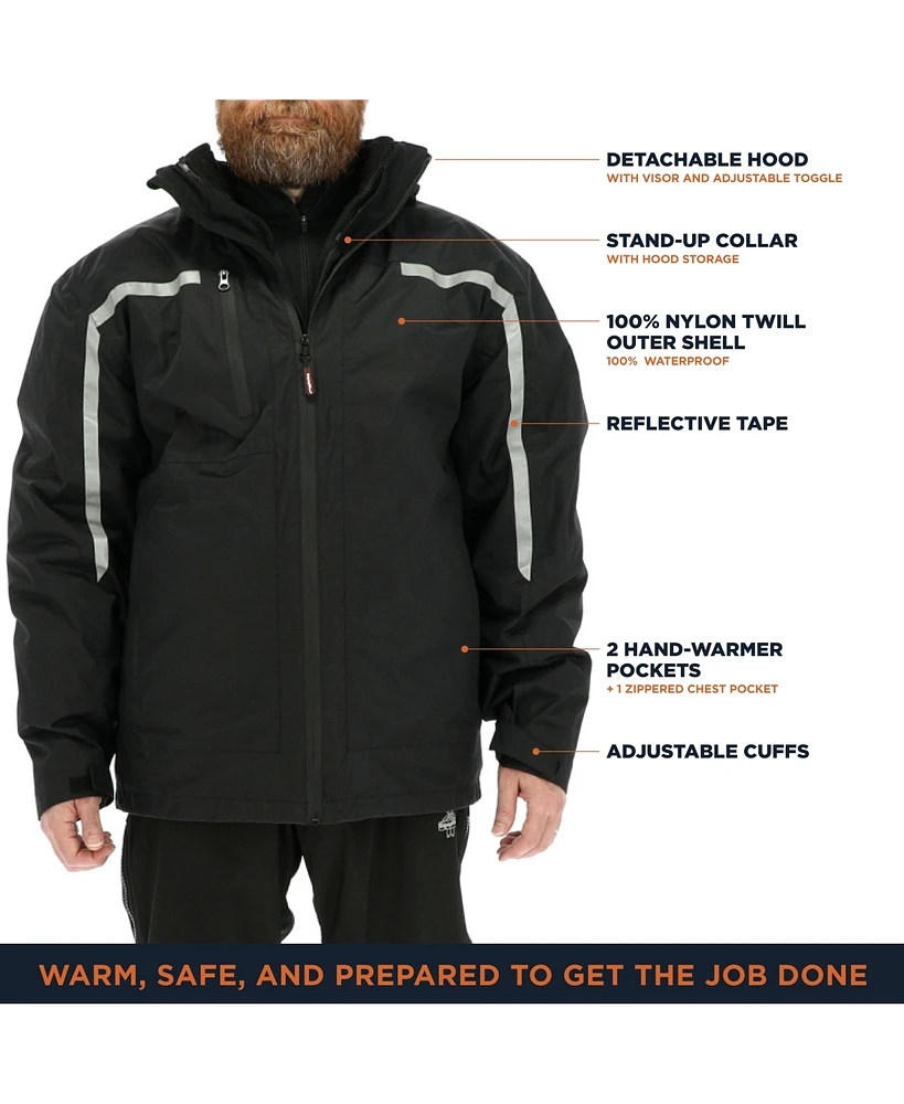 RefrigiWear Men's 3-in-1 Insulated Rainwear Systems Jacket