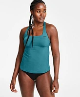 Nike Womens Essential Square Neck Racerback Tankini Top Essential High Waist Banded Bikini Bottoms