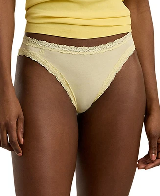 Lauren Ralph Women's Cotton & Lace Jersey Bikini Brief Underwear 4L0076