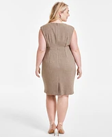 Kasper Plus Cap-Sleeve Shell Dress