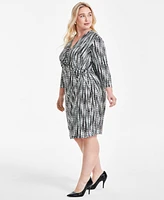 Kasper Plus Signature 3/4-Sleeve Wrap Dress