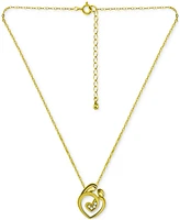 Giani Bernini Cubic Zirconia Mother & Child Pendant Necklace, 16" + 2" extender, Created for Macy's