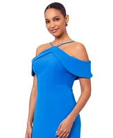 Xscape Women's Halter Handkerchief-Hem Scuba Dress