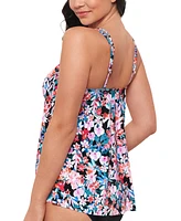 Swim Solutions Women's Blushing Pleated Tankini Top, Created for Macy's