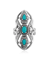 American West Jewelry Genuine Gemstone Sterling Silver Elongated Ring Sizes 5-10