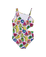 Andy & Evan Big Girls Tropical Print One-Shoulder Swimsuit