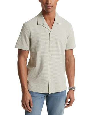 Michael Kors Men's Gingham Seersucker Short Sleeve Button-Front Camp Shirt