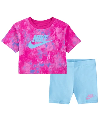 Nike Toddler Girls Boxy Tee and Bike Shorts Set
