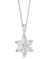 Blue Topaz (3/8 ct. t.w.) and White Topaz (3/8 ct. t.w.) Snowflake Pendant Set in Sterling Silver