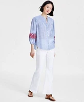 Tommy Hilfiger Womens Striped Embroidered Tunic Top Flared Leg Sailor Jeans