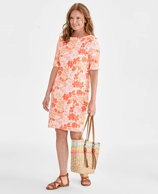 Style & Co Women's Printed Boat-Neck Knit Dress, Created for Macy's