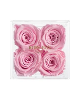 Rose Box Nyc Jewelry box of Light Pink Long Lasting Preserved Real Roses, 4 Roses