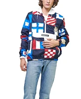 Members Only Men's Flag Print Pullover Windbreaker Jacket