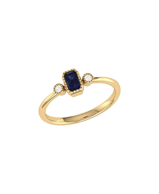 LuvMyJewelry Emerald Cut Sapphire Gemstone, Natural Diamonds Birthstone Ring 14K Yellow Gold