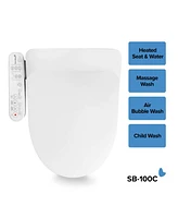 SmartBidet Sb-100C Electric Bidet Seat for Elongated Toilets with Attached Control Panel, White