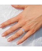 LuvMyJewelry Emerald Cut Tanzanite Gemstone, Natural Diamonds Birthstone Ring 14K White Gold