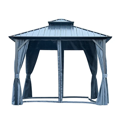 Simplie Fun 12x12FT Double Roof Gazebo With Netting And Curtains