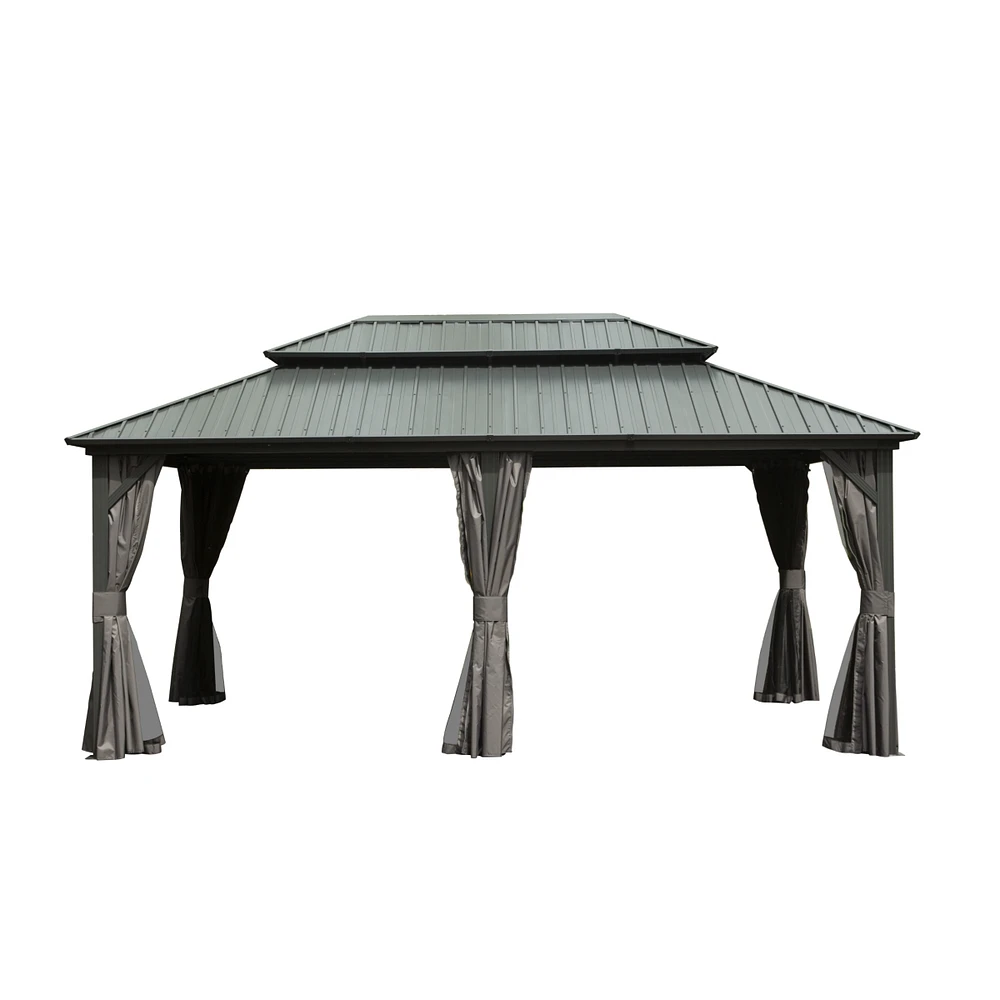 Simplie Fun 12' X 18' Hardtop Gazebo, Aluminum Metal Gazebo