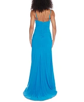 B Darlin Juniors' Ruched Cowlneck Gown