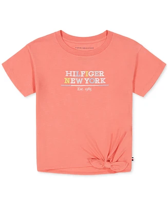 Tommy Hilfiger Little Girls Tie-Front Logo Graphic T-Shirt