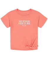 Tommy Hilfiger Little Girls Tie-Front Logo Graphic T-Shirt