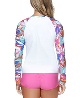 Raisins Juniors Printed Sleeve Zip Front Rashguard Surf Bottoms