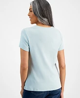 Style & Co Women's Short Sleeve V-Neck Cotton Top, Created for Macy's