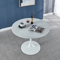 Simplie Fun Tulip Table Mid-century Dining Table for 4-6 People With Round Mdf Table Top, Pedestal Dining