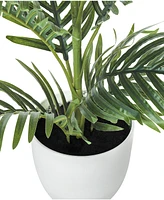 Monarch Specialties 28" Indoor Artificial Floor Palm Tree with Decorative White Pot