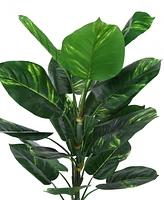 Monarch Specialties 54" Indoor Artificial Floor Dieffenbachia Tree with Black Pot