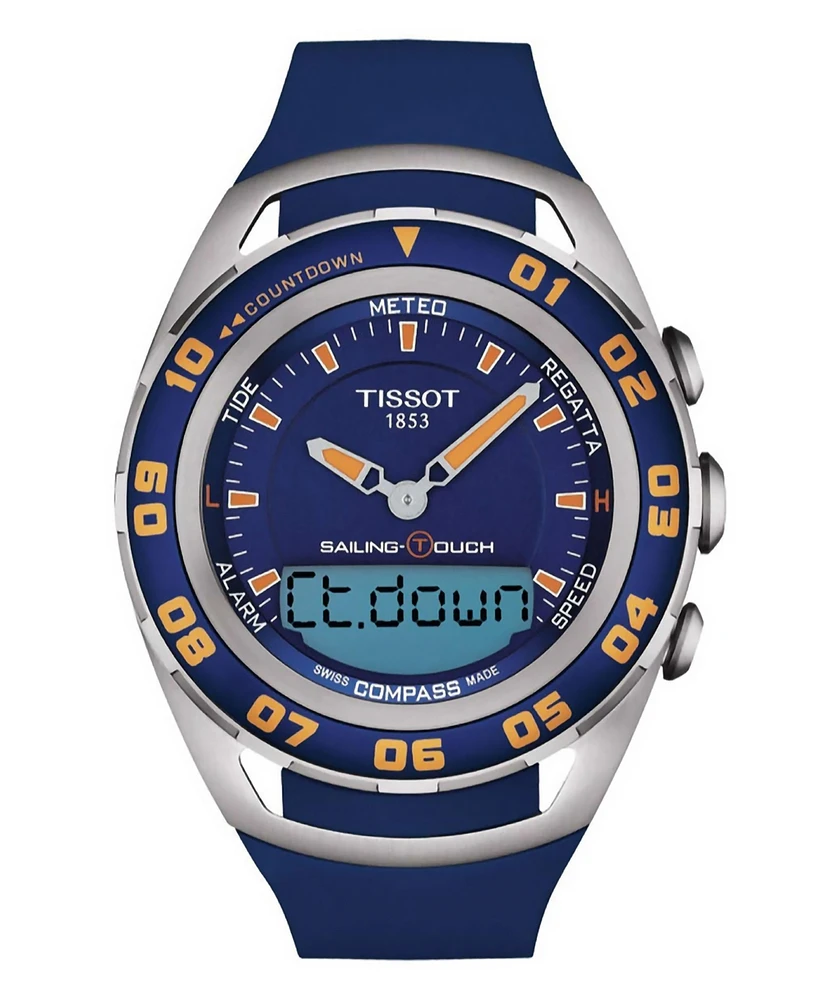 Tissot Men's Swiss Sailing Touch Blue Rubber Strap Watch 45mm