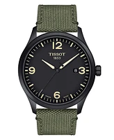Tissot Men's Swiss Gent Xl Green Fabric Strap Watch 42mm