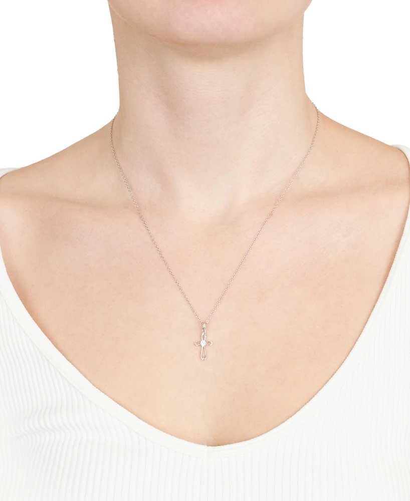 Giani Bernini Cubic Zirconia 18" Cross Pendant Necklace in Sterling Silver, Created for Macy's