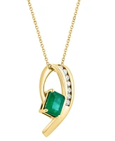 Effy Emerald (1-3/8 ct. t.w.) & Diamond (1/5 ct. t.w.) Pendant Necklace in 14k Gold