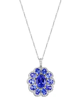 Effy Tanzanite (5-7/8 ct. t.w.) & Diamond (1/3 ct. t.w.) Flower 18" Pendant Necklace in 14k White Gold