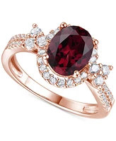 Garnet (1-1/10 ct. t.w.) & Lab-Grown White Sapphire (1/2 Ring 14k Rose Gold-Plated Sterling Silver (Also Blue Sapphire)