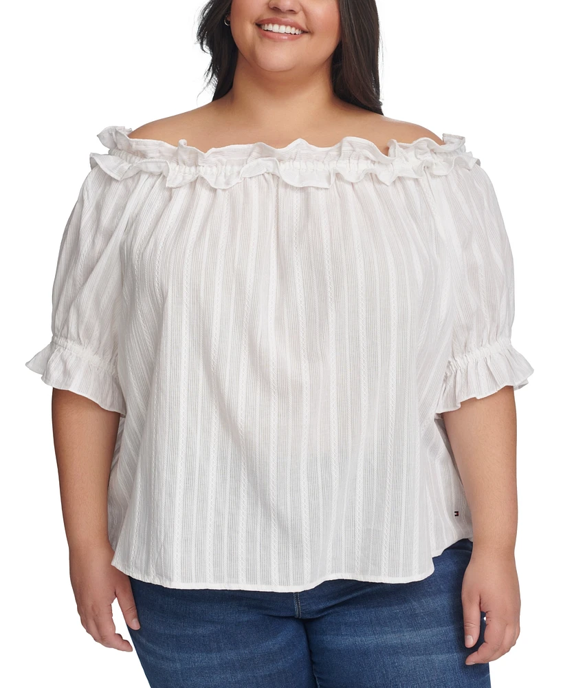 Tommy Hilfiger Plus Cotton Off-The-Shoulder Top